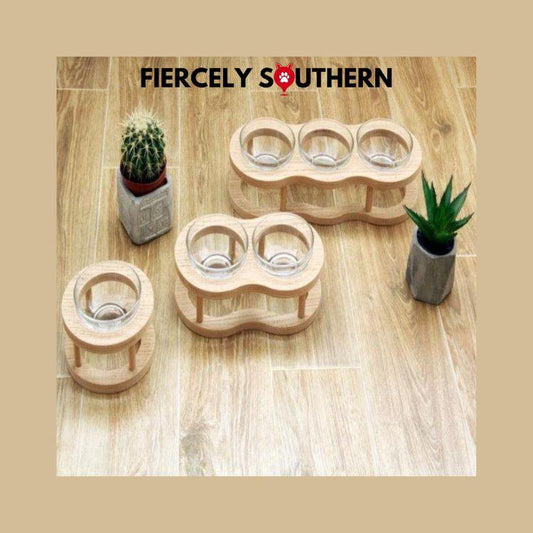 - modern wood pet bowl Fiercely Southern